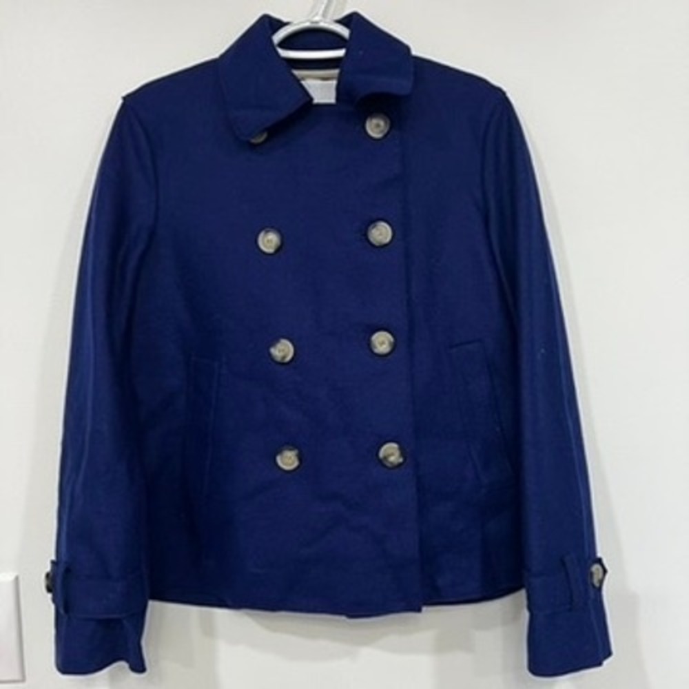 Harris Wharf London Womens Coat US 4 NWT $740 Double Breasted Blue Solid Jacket